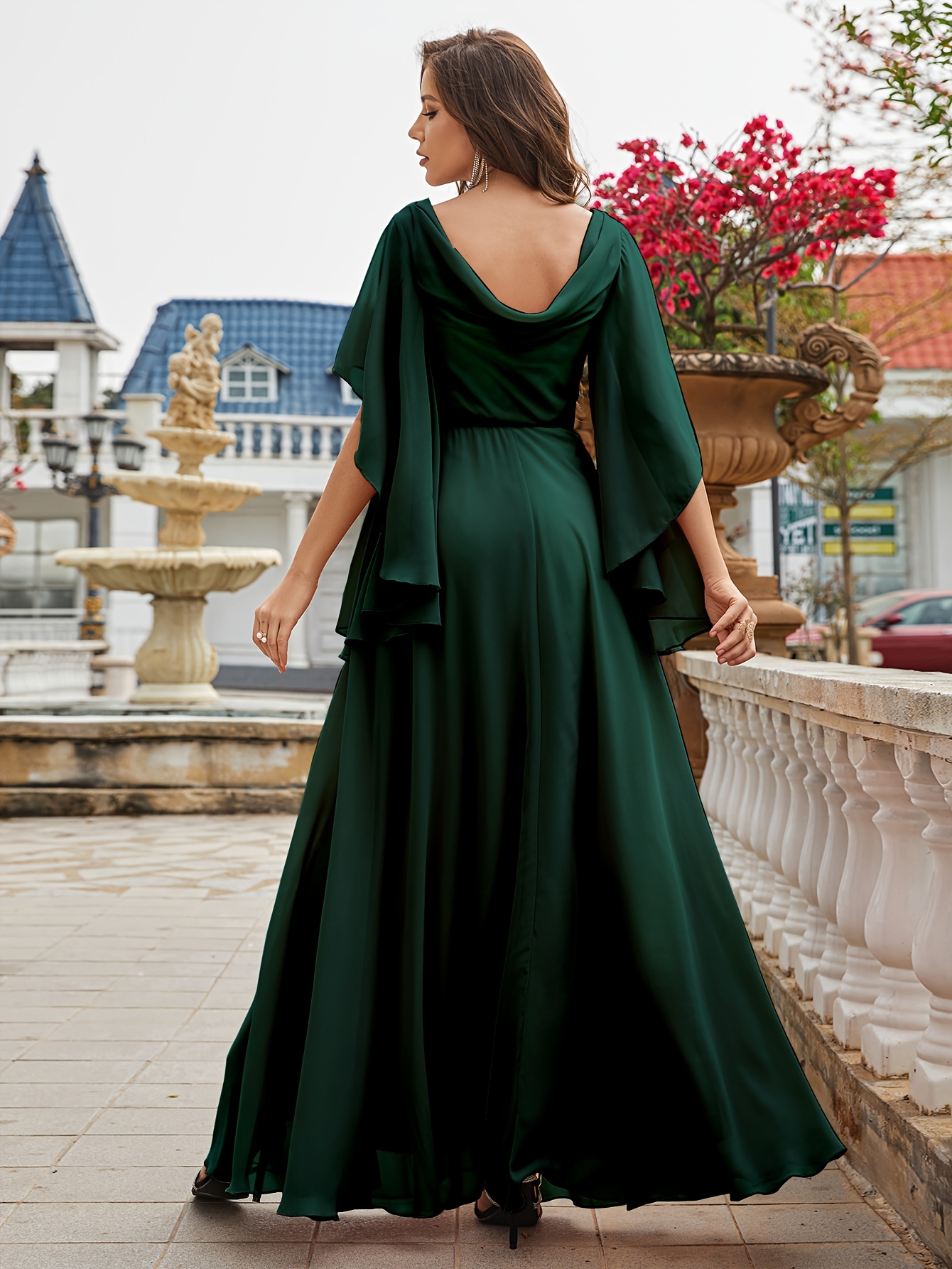 Abito lungo in chiffon fata vintage da donna bianco elegante abito