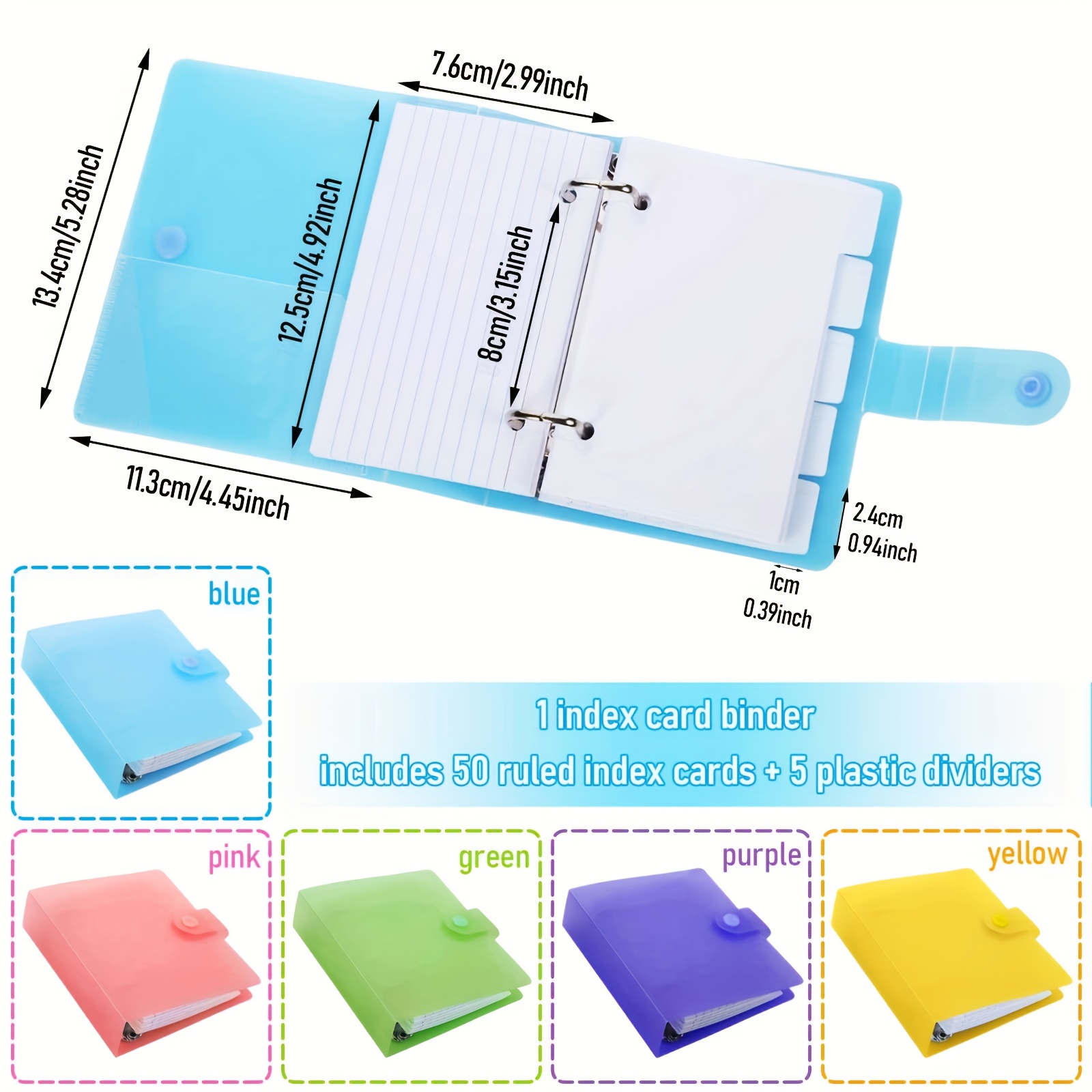 3x5 index cards a multi colored pet plastic binder including - Temu Germany