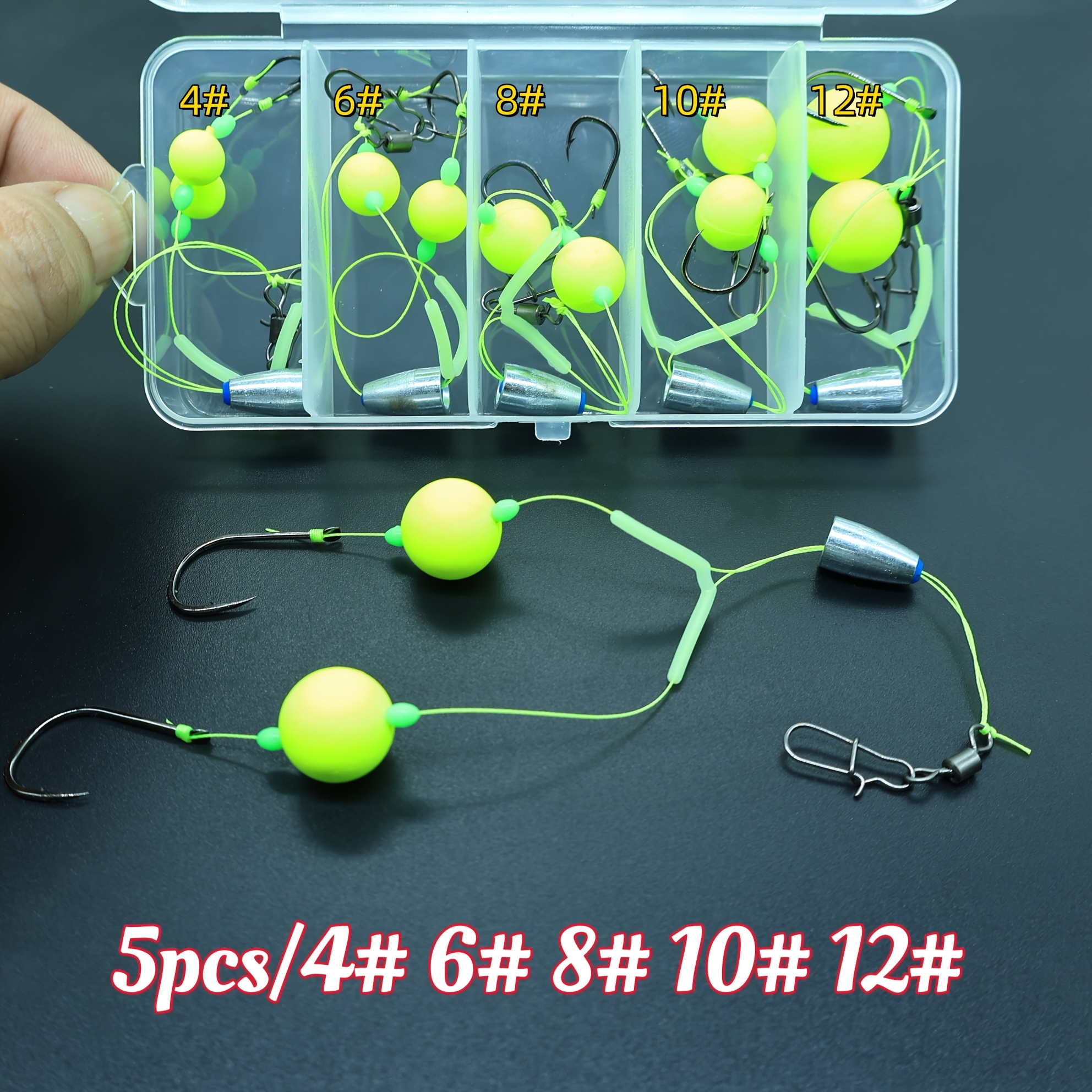 Image of 5pcs/set Of Anti-bottom Fishing Rig Kit, European Carp Fishing Rig Set, Anti-leaving Bottom Leader With Double Hooks, Pre-tied European Fish Hooks With Balls