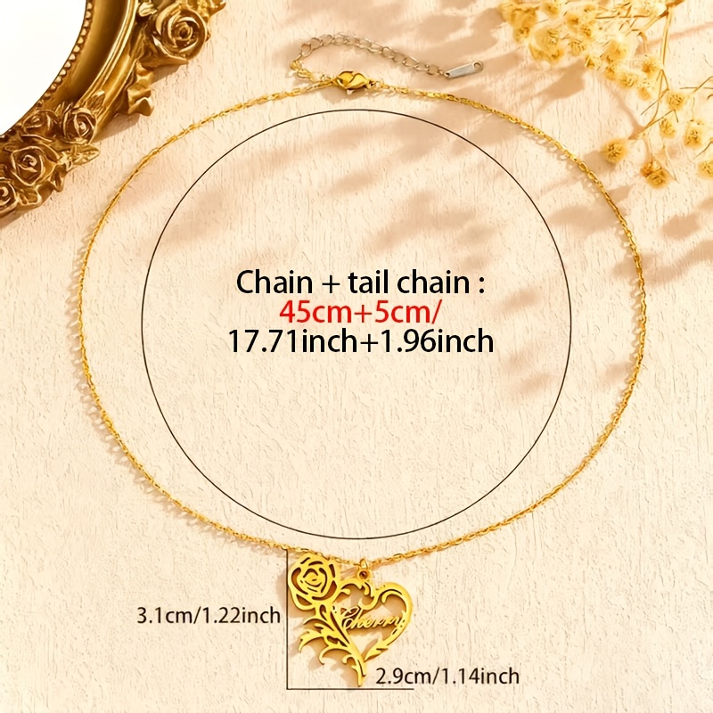 Custom Heart-Shaped Name Necklace, 18K Gold Plated Gift