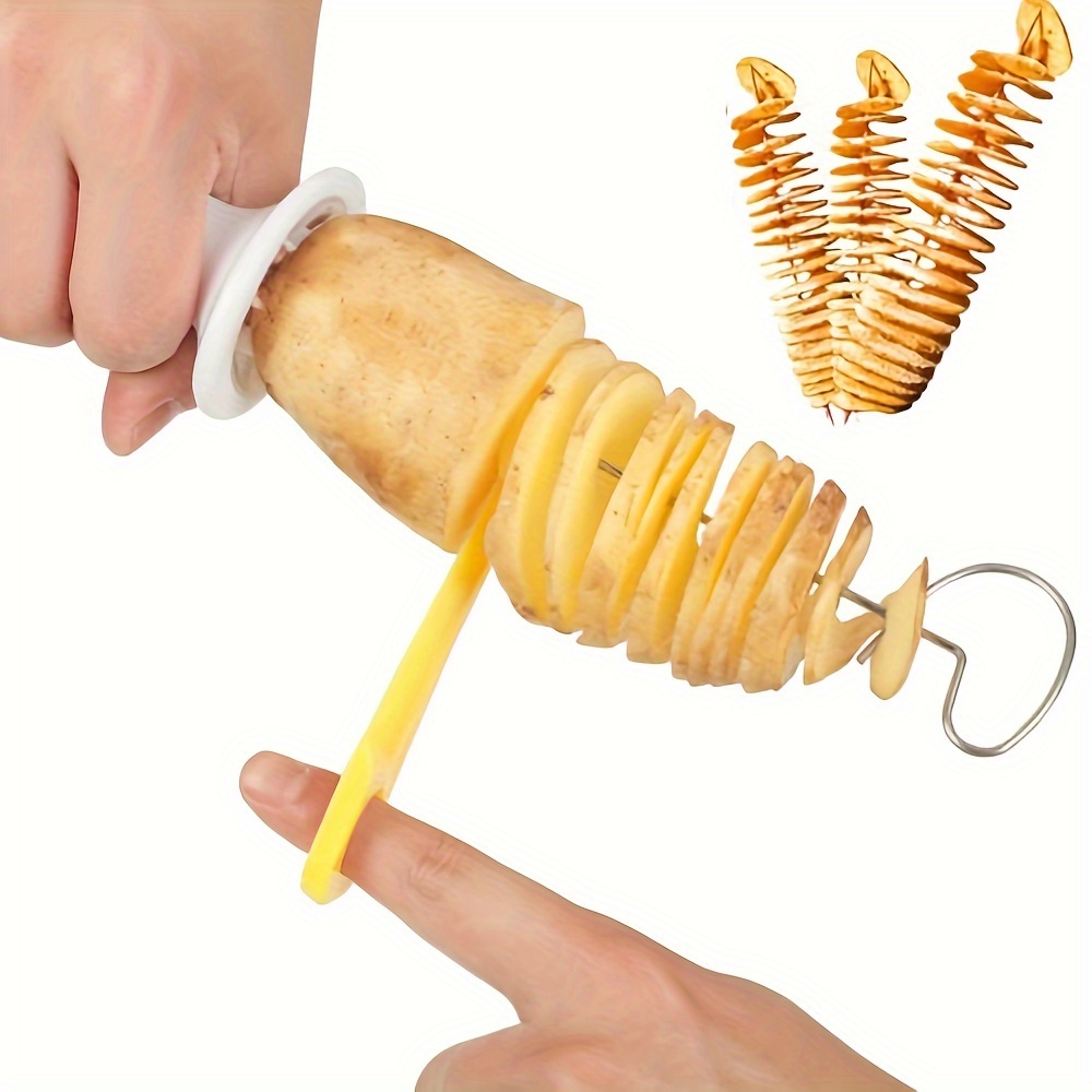 

1pc, Rotate Potato Slicer, Stainless Steel Twisted Potato Slicer Cutter, Spiral Potato Slicer, Manual Potato Spiral Slicer, Kitchen Gadgets, Barbecue Accessaries
