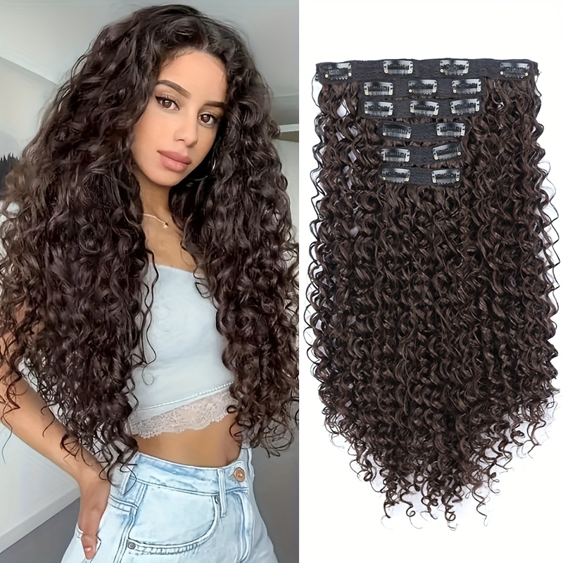 Image of Synthetic Curly Clip In Hair Extensions Hairpieces Clip-on Fake Pieces Hair For Women Halloween