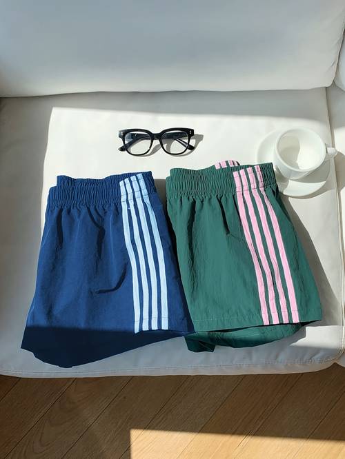 two piece womens side stripe elastic waist casual loose shorts summer womens shorts