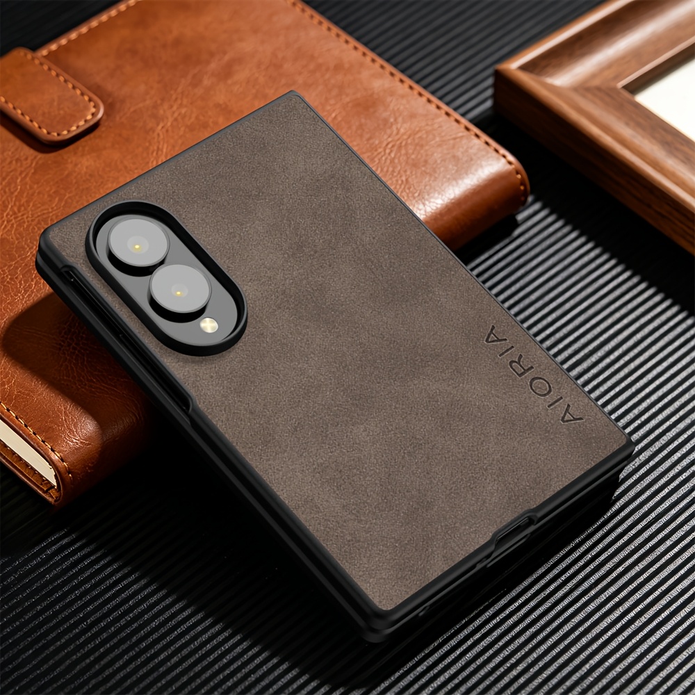 Phone Case: Case for Samsung for Galaxy ZFold8 Simple Design Matte Faux Nubuck Synthetic Leather Protective Back Cove Funda for Samsung Z Fold 8 Case