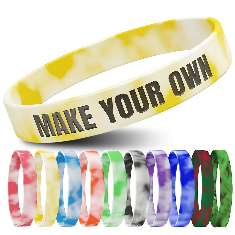 16pcs Silicone Bracelets with Custom Letter Patterns, Lightweight