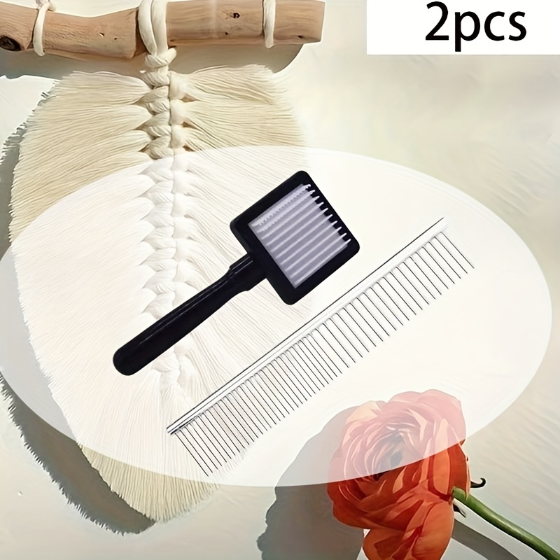 TEMU Tassel Weaving Comb, Durable Stainless Steel Brush Head And Pet Comb Set, Suitable For Handmade Tassel Making, Wall Decoration, And Cat And Dog