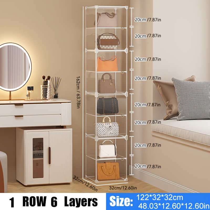 Image of 1/2/3 Columns -4/6/8 Layers 20cm Bag Cabinet, Household Bag Cabinet, Transparent Bag Cabinet, Bag Rack, , Space Storage Box, Suitable For Storing Handbags, Backpacks, Wallets, Hats, Storage Boxes