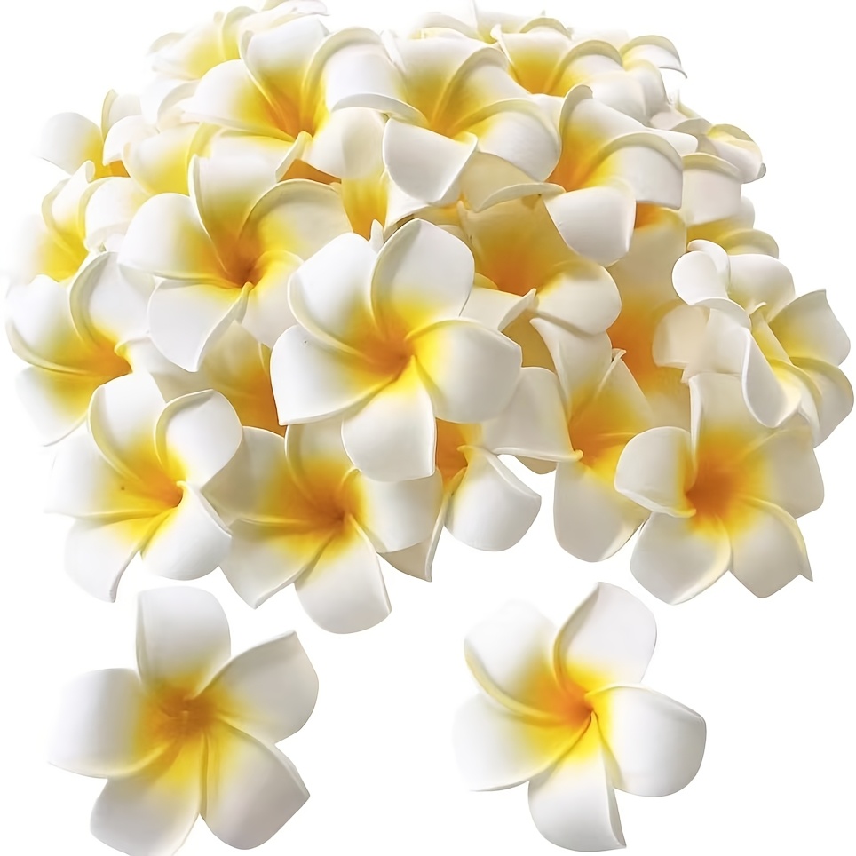 6pcs Frangipani Hairpin Simulation Pearl Hawaiian Hair Additions