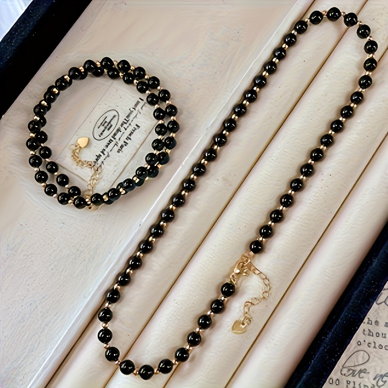 E-shop Elegante Einzigartige Natürliche Schwarze Onyx Halskette, für Freizeitkleidung oder zum Verschenken