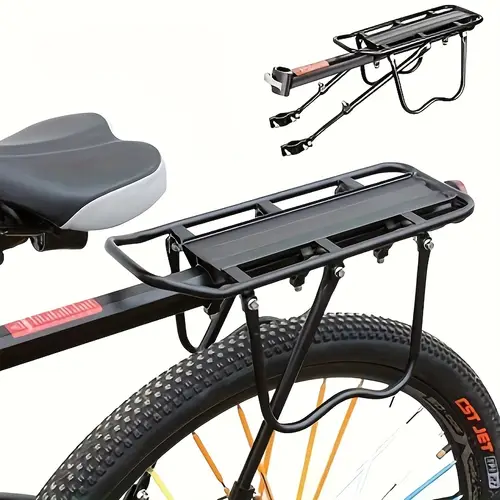 quick release bicycle rear rack heavy duty bike rear rack with tool free installation bike rack for commuting touring cargo compatible with adult bicycles black ideal cycling gift for christmas fathers day halloween thanksgiving