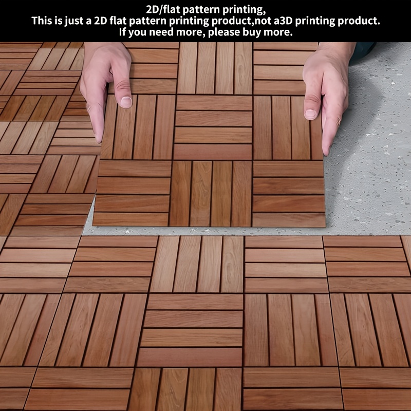 10pcs 2d flat self   vinyl floor stickers 30 0x30 0cm interlocking square wood grain   style warm reddish brown with natural   wood texture   look   stick ideal for living room bedroom