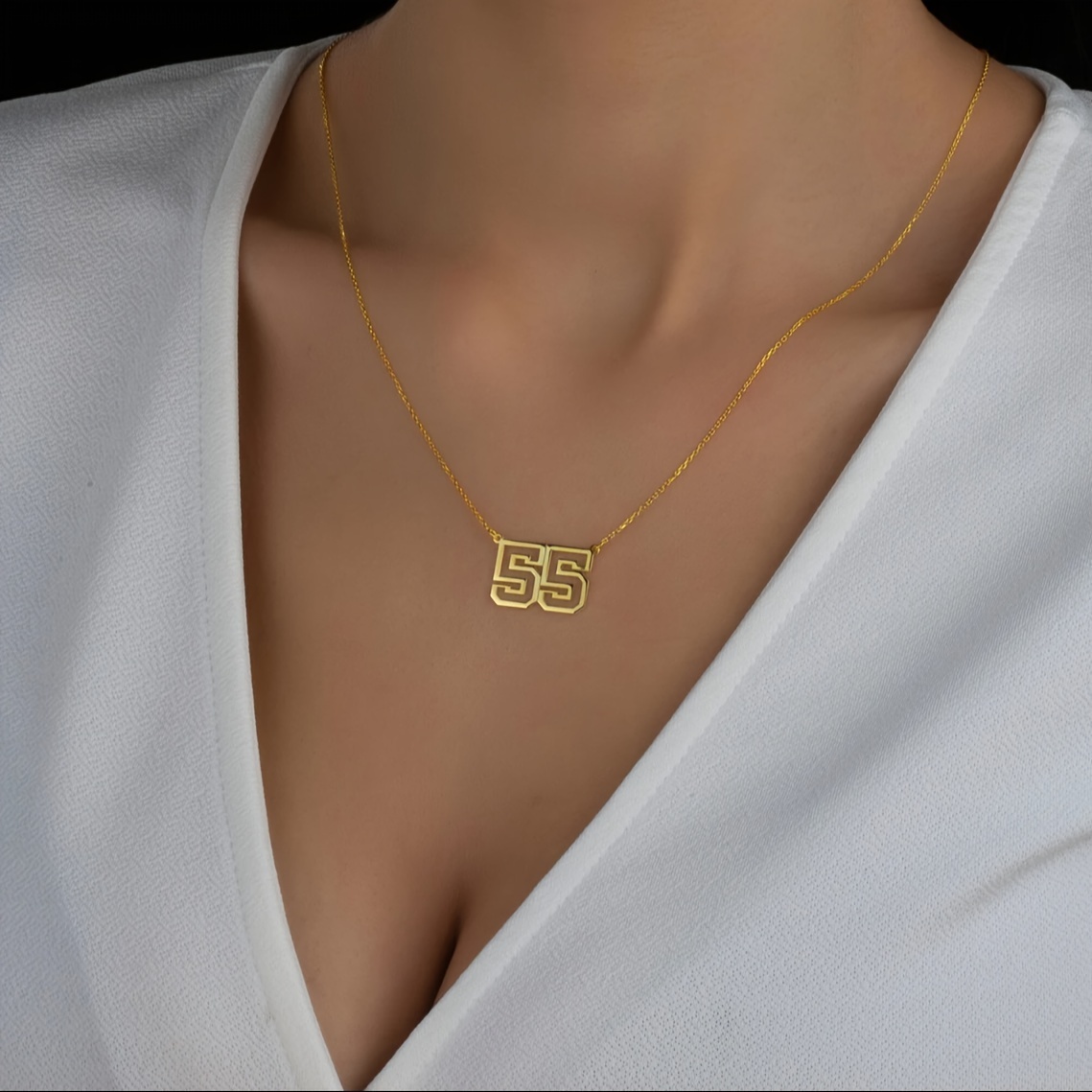 Custom Lucky Number Necklace, Minimalist Design