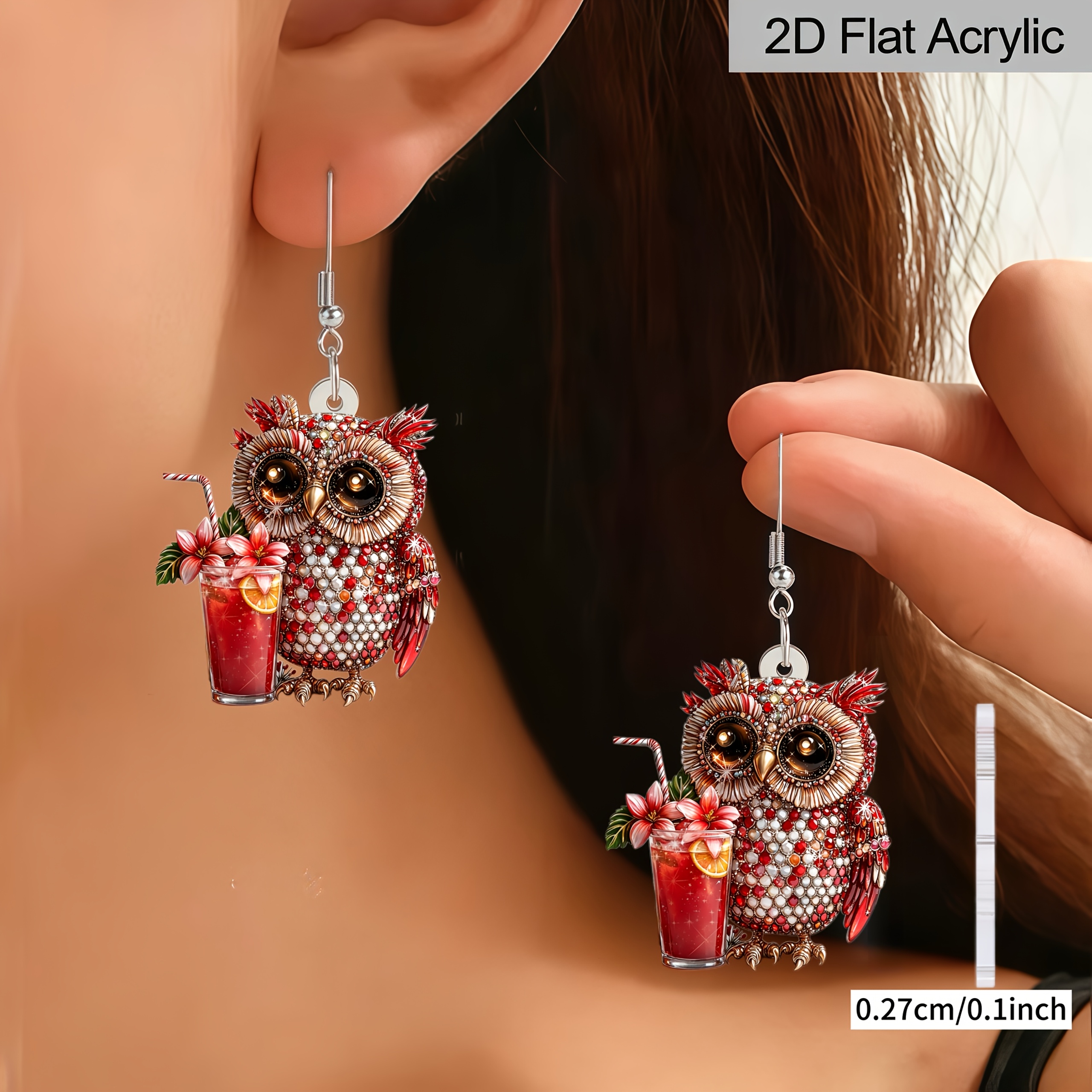 Women's Bohemian Owl Acrylic Drop Earrings