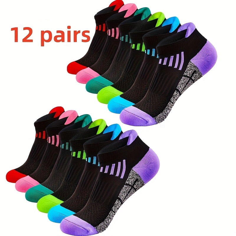 E-shop 12 Paar Damen-Sportsocken für Laufen und Ballspiele im Frühling/Sommer, mit guter Elastizität und engem Sitz, niedrig geschnittene Unsichtbare