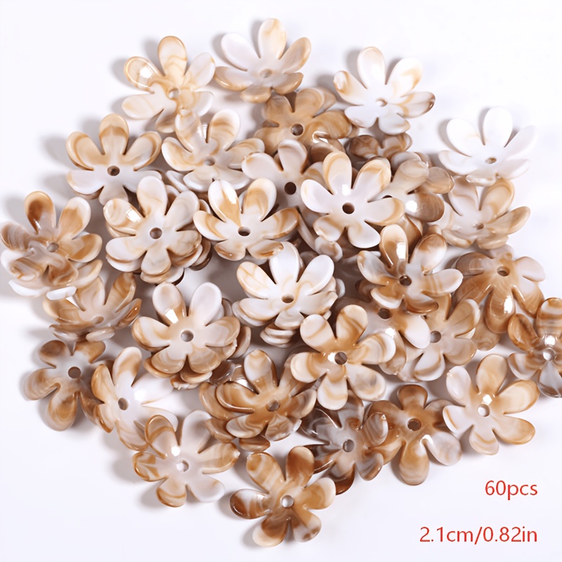 TEMU 60pcs 21mm Ombre Small Daisy 6-petal Acrylic Beads, Suitable For Handmade Jewelry, Additions, Necklace, Earrings And Hair Additions, Handmade