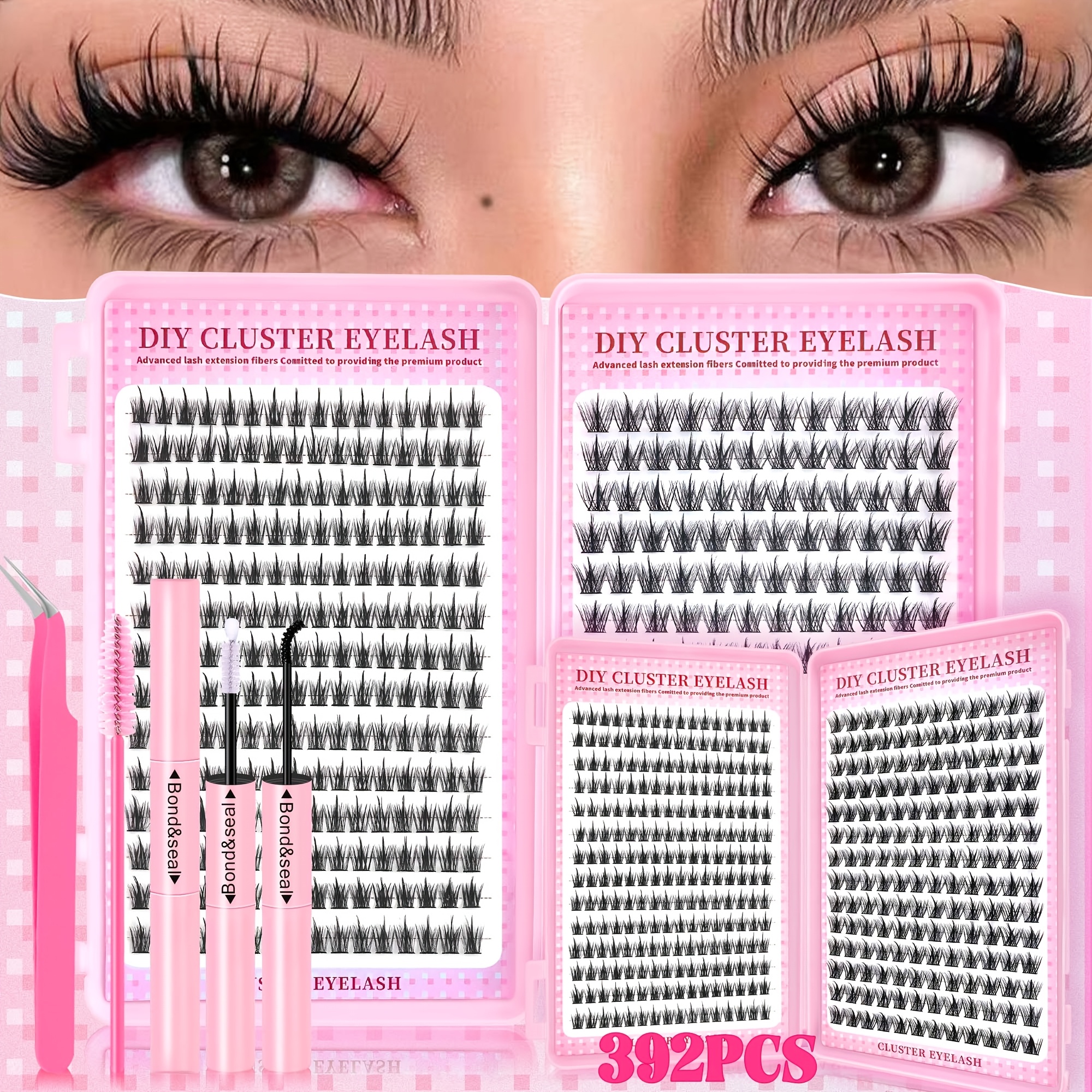 Image of 392/330pcs Eyelash Extension Kit, Eyelash Bundles, -style Eyelash Bundles, Anime-style Eyelash Bundles, Natural-style Eyelash Bundles, Elf-style Eyelash Bundles, Single Eyelashes For Beginners