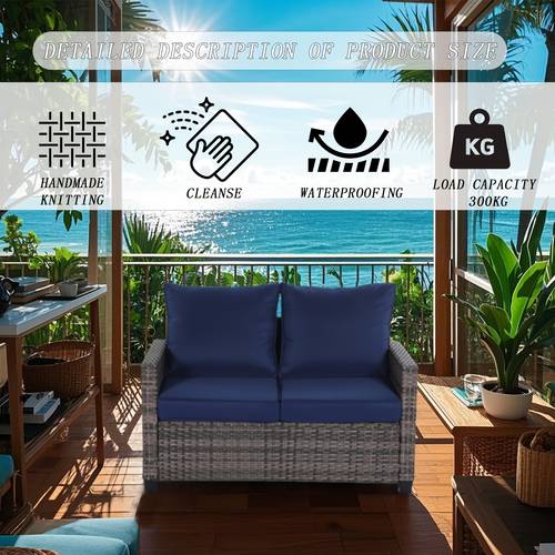 outdoor double sofa 2 people sofa patio sofa all weather outdoor furniture all weather rattan metal frame patio double sofa and chairs for garden balcony patio