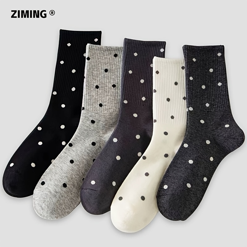 E-shop 3er-Pack Damen/Paar-Wadenstrümpfe, Frühling/Sommer Punktmuster, Geruchshemmend Schweißabsorbierend Vielseitig Trendige Sport-Crew-Socken,