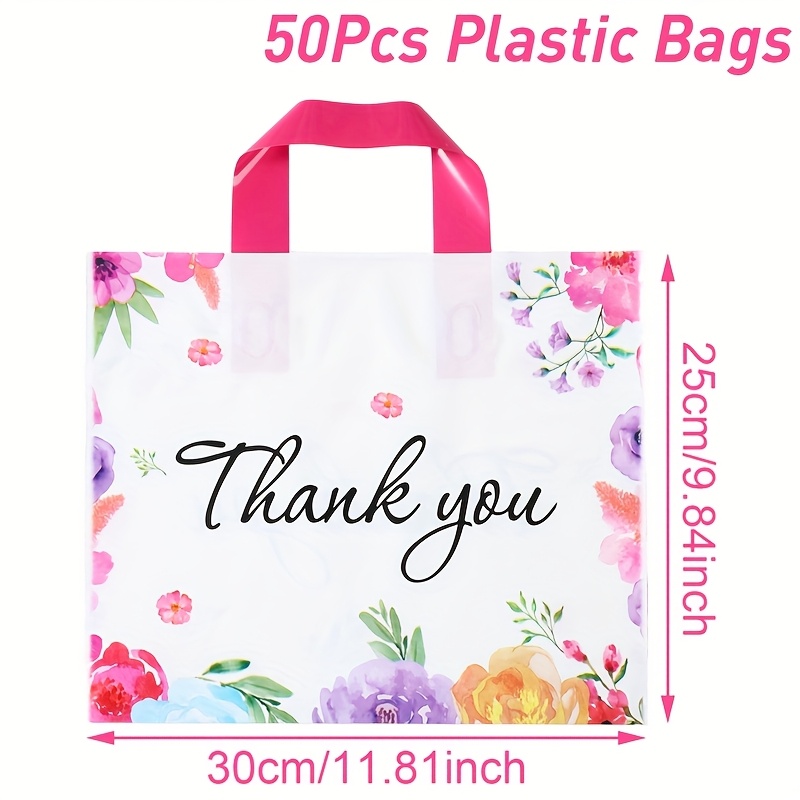 Gift For Her/him 25/50pcs,thank You Gift Handheld Bag,30*38cm,flower Green Leaf Handbag,wedding Party Gifts Bag For Guests,happy Birthday Party Packing Bags,event Party Plastic Carrying Bags