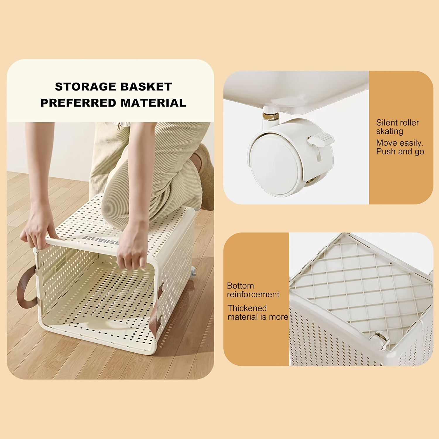 15 8 205gaa large foldable wheeled laundry basket multiple sizes   without lid faux leather solid color versatile folding portable laundry basket for bathroom and balcony storage laundry bag laundry room accessories laundry baskets Product details 2