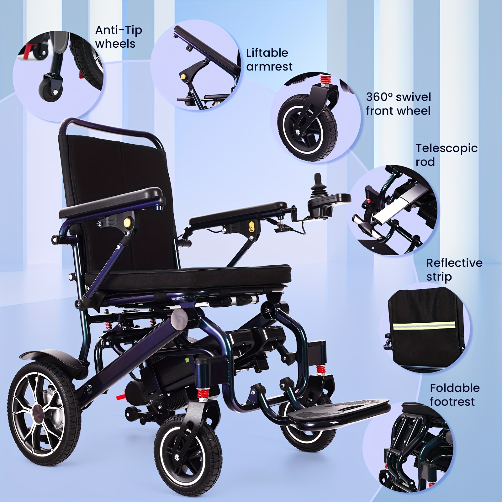 2025 new upgrade electric wheelchair for adults   lumbar   wheelchairs lightweight foldable motorized wheel chairs for seniors airline approved 18 5 wide seat Product details 2