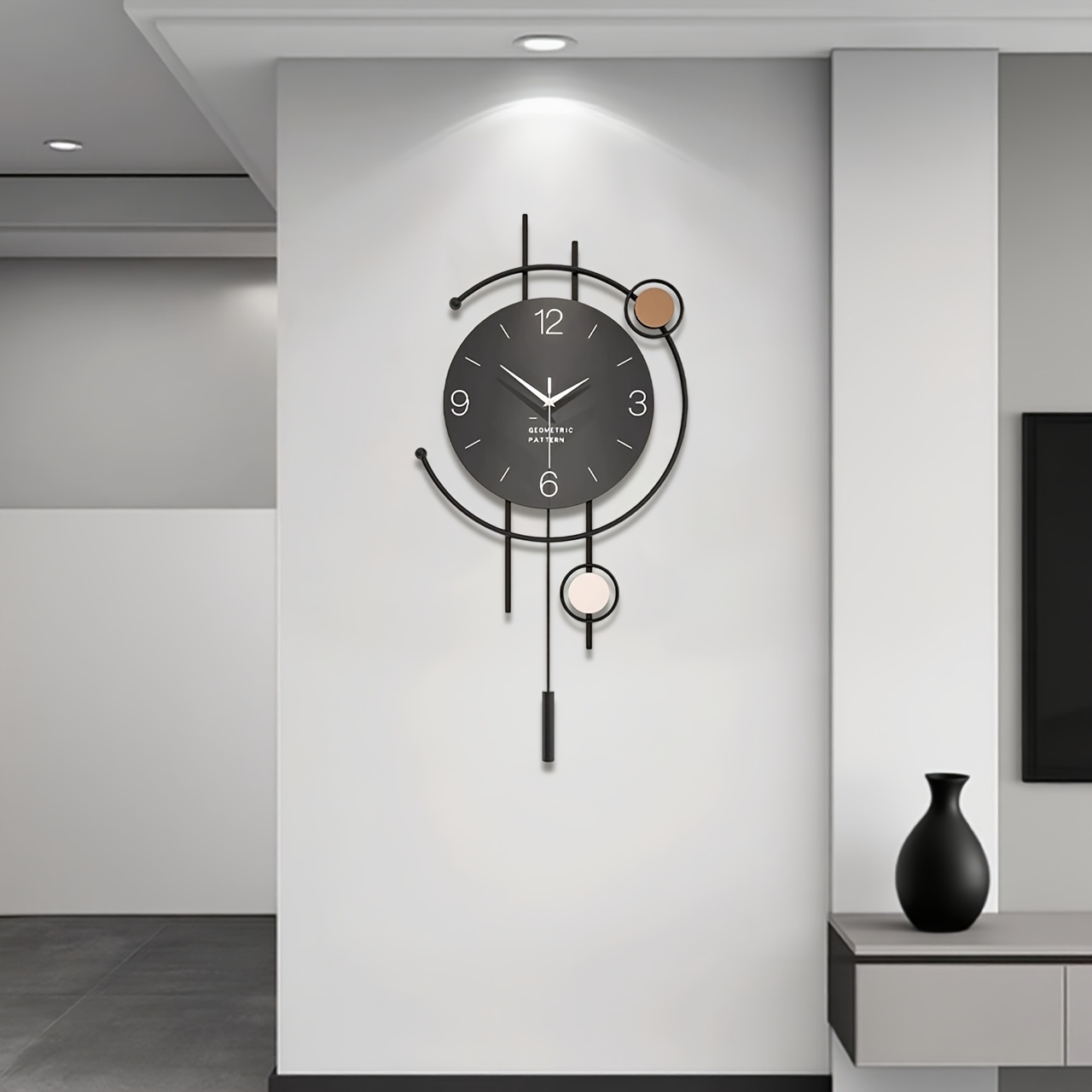 TEMU Large Silent Wall Clock Quartz Movement - Nautical Theme, Wood & Metal , Aa Battery Operated (not Included), Digital Display For Living Room,