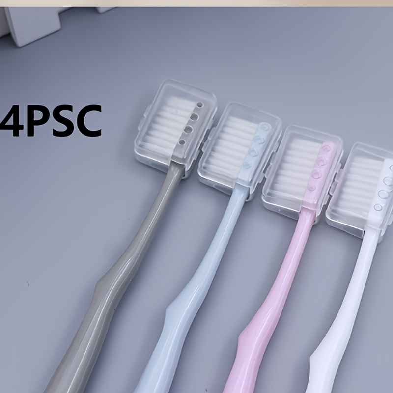 4pcs Manual Toothbrushes For Adults - Bristles Sensitive Teeth And Gums, Guest-ready Disposable , 4-pack Oral Hygiene Set With Ergonomic Handle (soft Bristle)