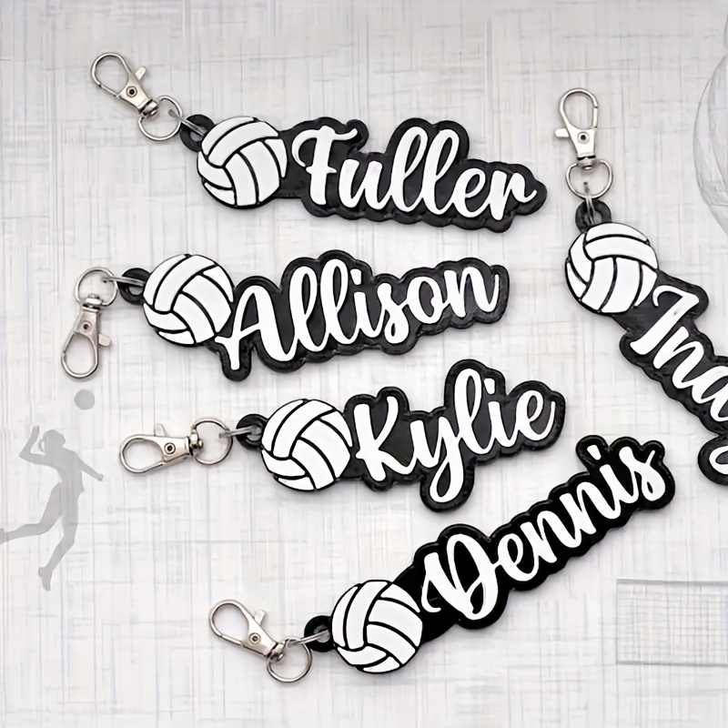 TEMU Custom Volleyball Keychain - A Personalized Acrylic Couple Gift With Name Customization, Featuring A Volleyball Design And Lobster Clasp - A