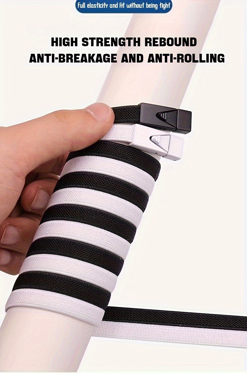 1 Pair of 8mm Wide Elastic Flat Straps with Metal Press Switch Buckle, Free Binding and Tying, Lazyman's Shoelaces