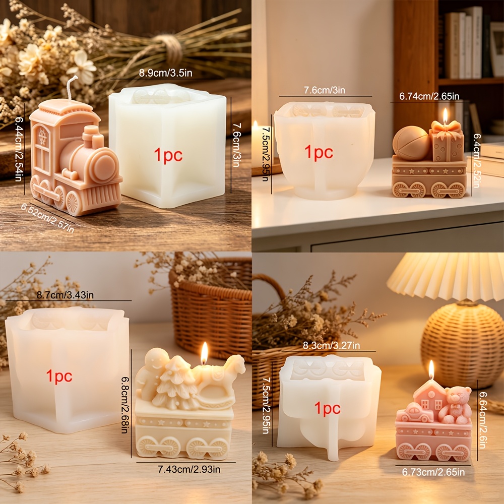 TEMU Set da 4 stampi in silicone ZHONGHUI MOLD a forma di di Natale adatti per candele fai da te, e artigianato in resina - Stampo a forma irregolare