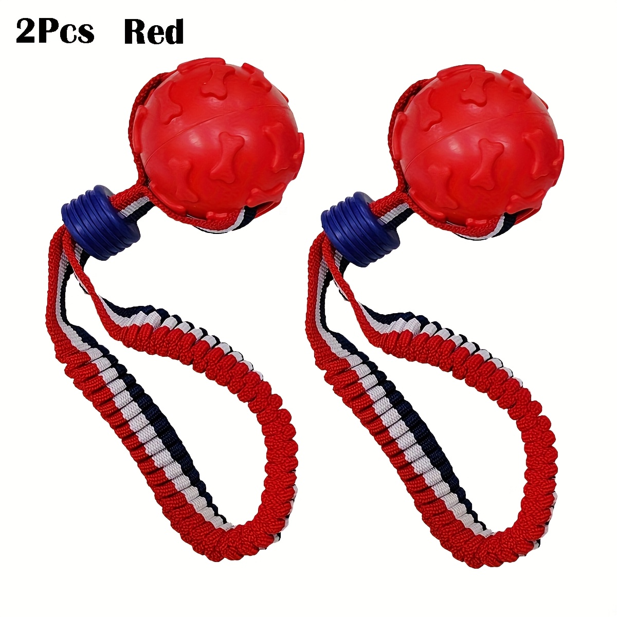 1pc/2pcs/5pcs Bone Ball With Elastic Rope, Dog Training Chew Toy, Durable Teething Ball, Random Style And Color