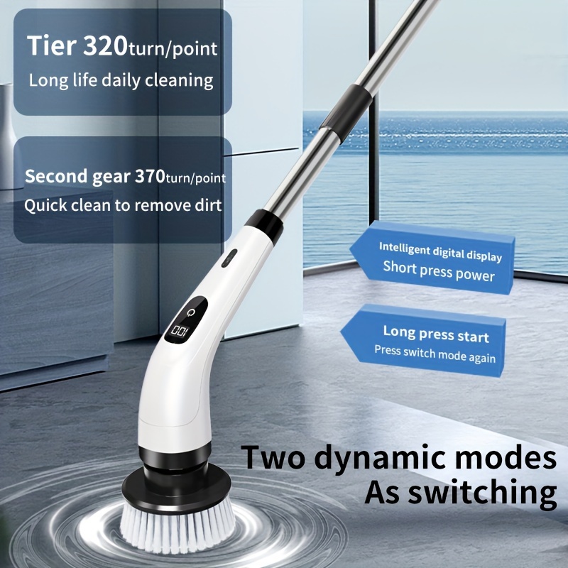 

New Multifunctional Electric Cleaning Brush, Adjustable In 2 Levels, Usb Charging, 8 Replaceable Brush Heads, Suitable For Kitchen, Bathroom, Toilet, Floor, Wall, Carpet, Car, Pet