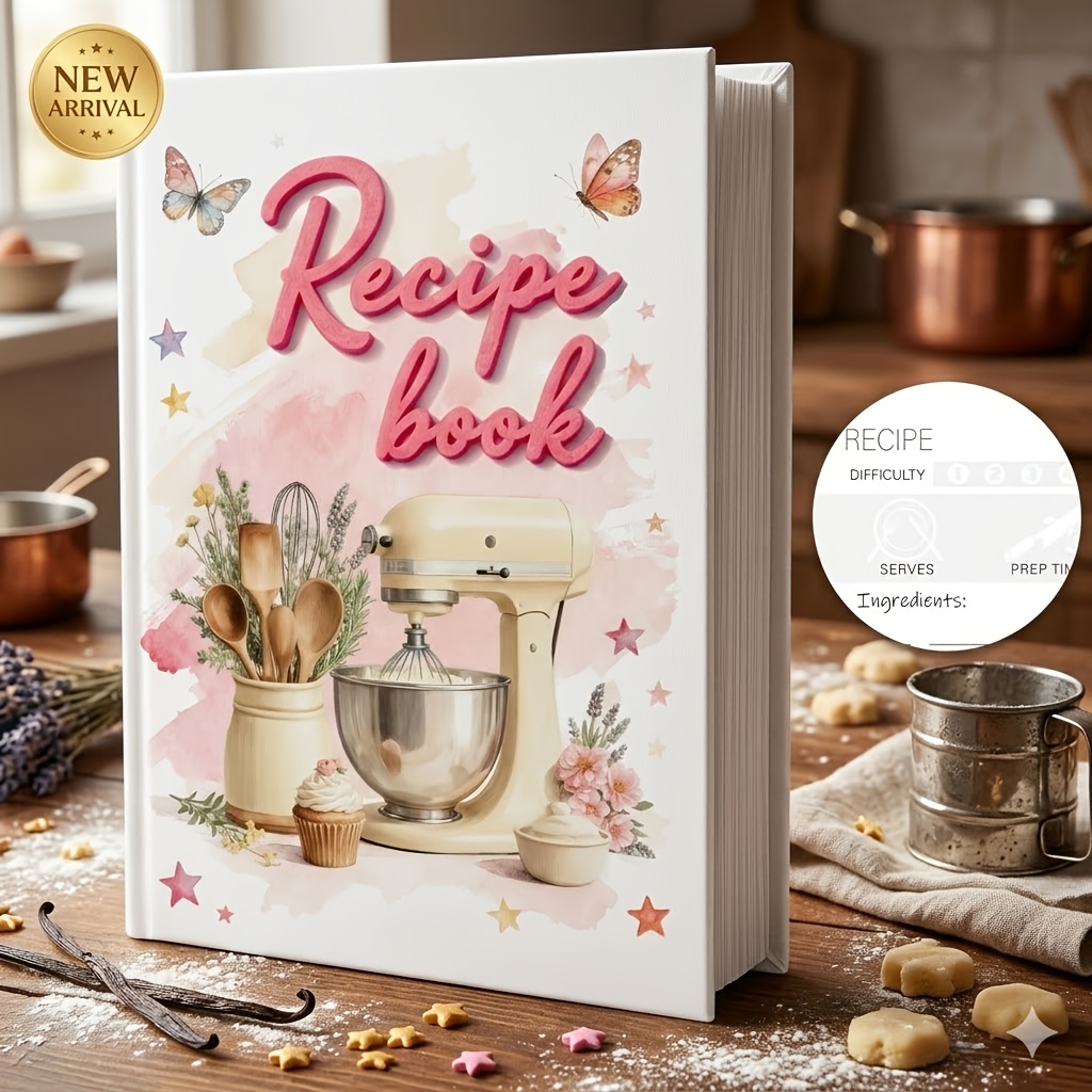E-shop Ein leeres Rezeptbuch, das Sie einsetzen können, um Ihre eigenen kulinarischen Kreationen zu notieren. Dieses Rezepten-Notizbuch ist für das