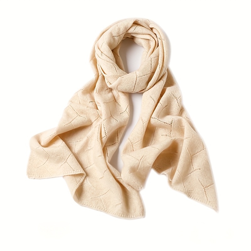 Image of 1pc Solid Cashmere Scarf - Thick Hollow-out Warm Winter Scarf, Casual Accessory