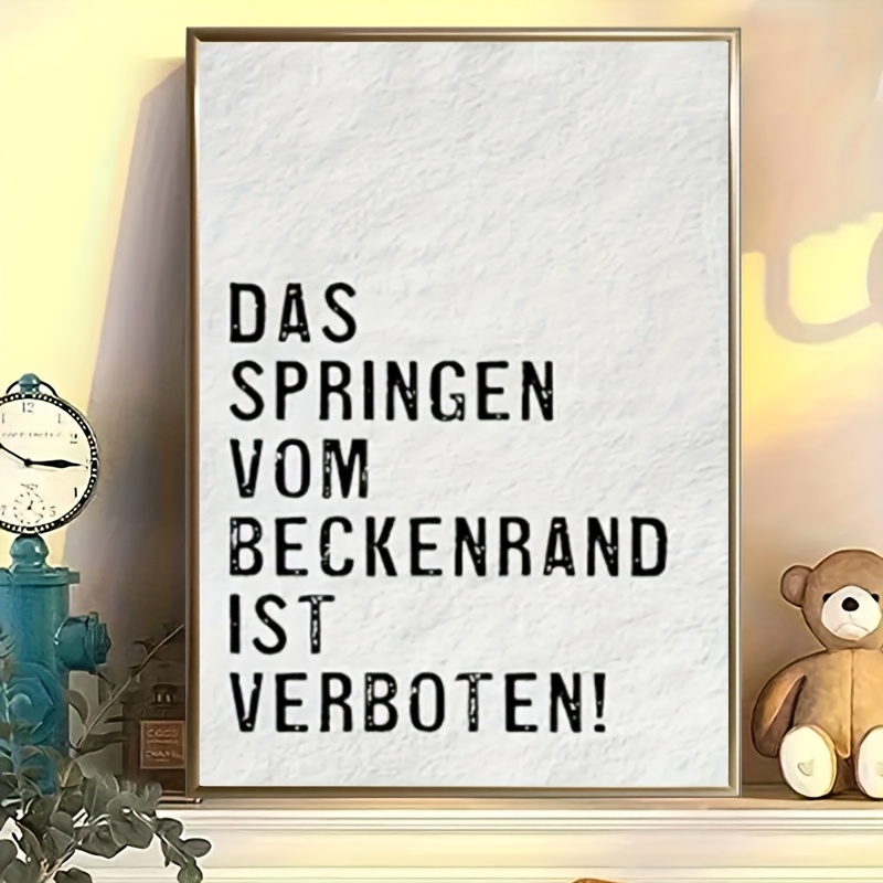 TEMU 2D Flach, 1 Stück Minimalistisches Deutsches Pool-Sicherheitsschild Poster - "Kein Sprung vom Beckenrand !" - Für Zuhause, Büro, Café,