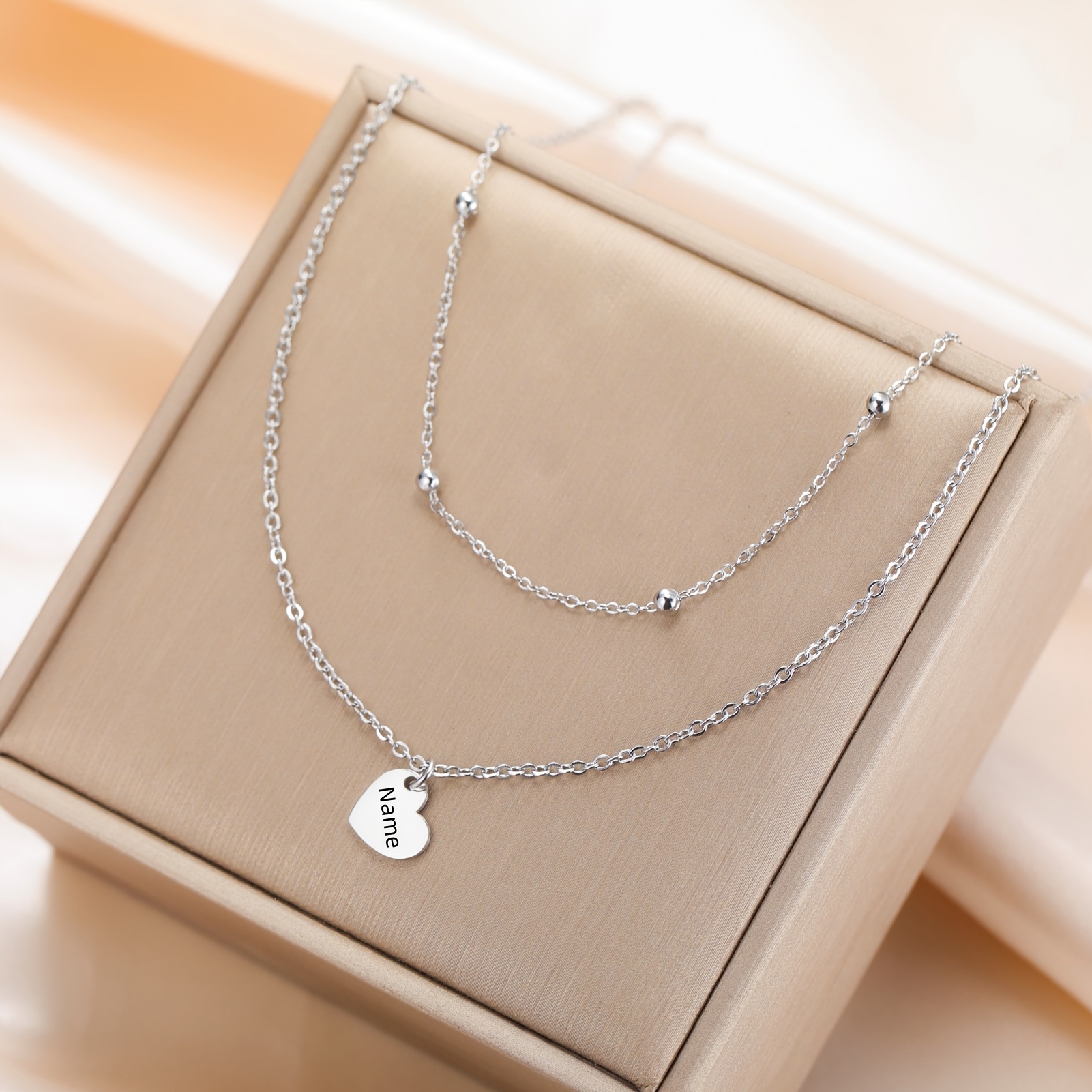 Personalized Custom Name Heart Pendant Necklace, Bohemian Style