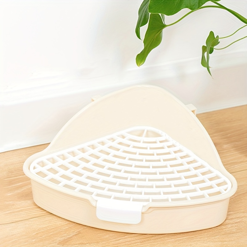 Image of 1pc Rabbit Litter Box - Abs Plastic Pet Toilet Pan For Small Animals, Ideal For Rabbits, , Hamsters, - Health Supplies