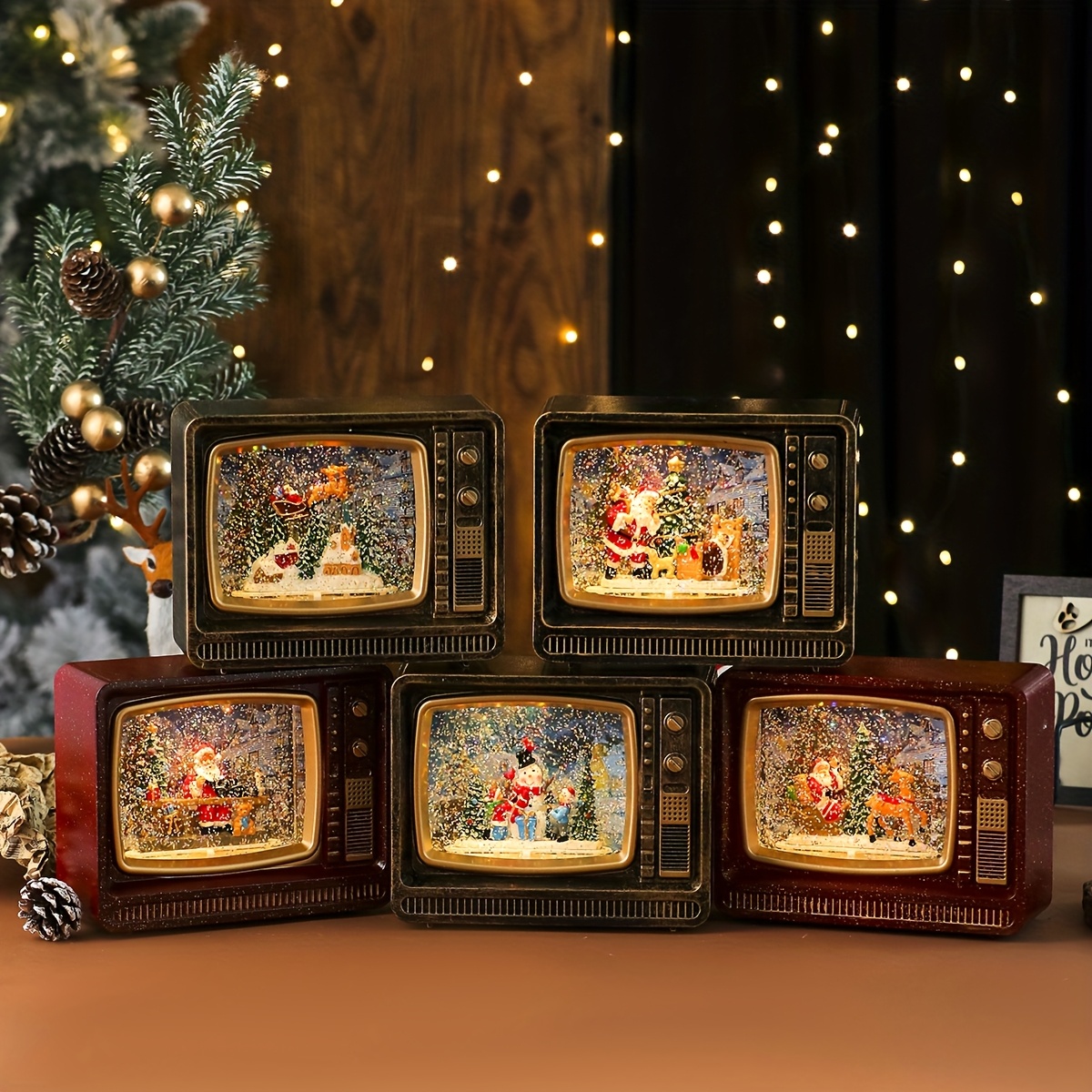 1pc christmas music box snow filled water filled tv night - Temu