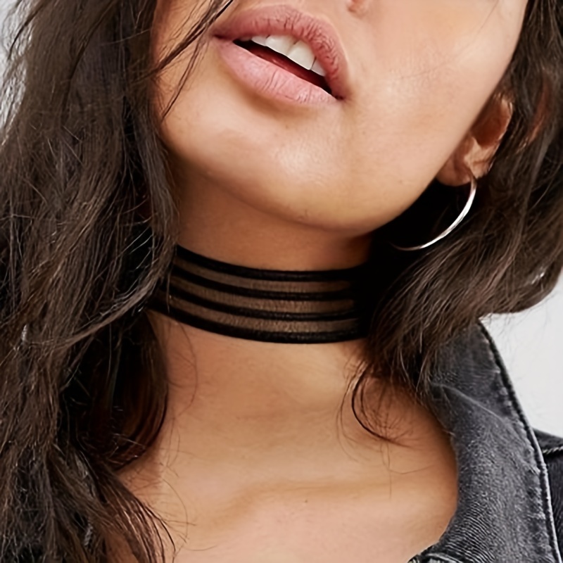 

1pc Gothic Punk Style Women's Choker Necklace - Polyester Material, Suitable For And Gift-, Accessory