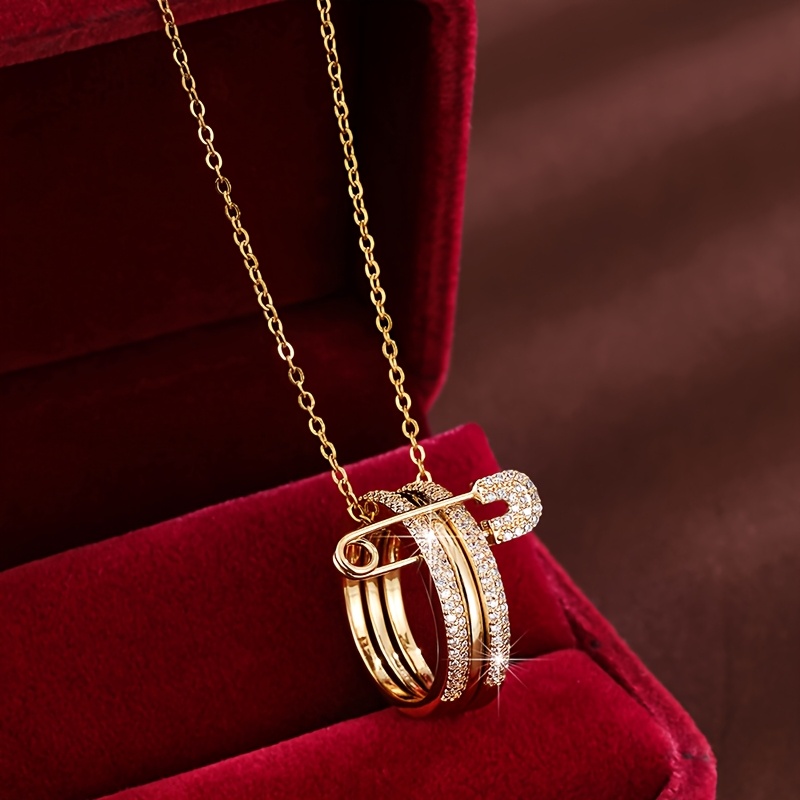 1 Trendy Pin Design Synthetic Synthetic Zirconia Women's Necklace