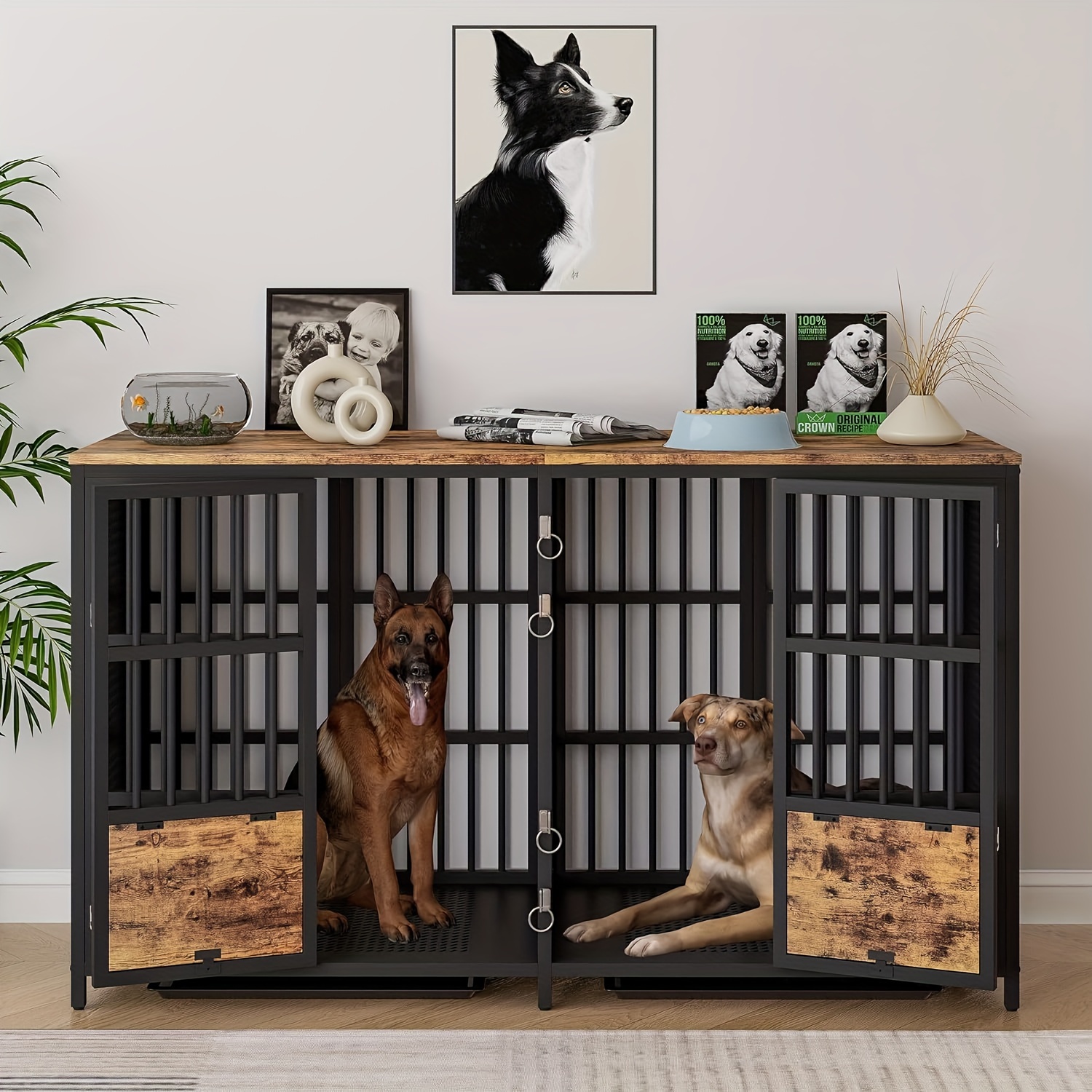 Furniture Xxl Dog Carrier Large Dog Crate Furniture, Wooden Dog