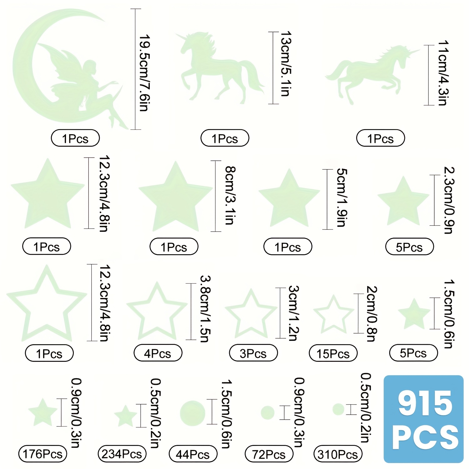 Image of 915 -the- Ceiling Stickers, Unicorn Wall Decals, Unicorn Wall Decor For Bedroom, -the-dark Unicorn Starry Sky Ceiling Stickers For Playroom And Living Room