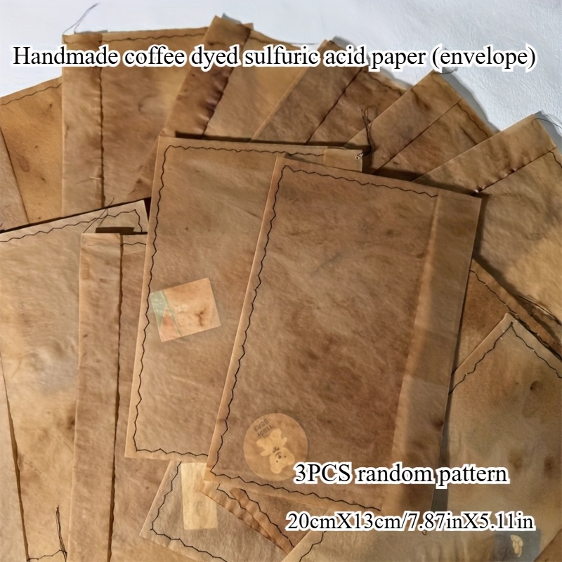 

Handmade Coffee-dyed Sulfuric Acid Paper Sewing Thread Envelope For Junk Journals, Vintage-style Transparent Storage Bags (patterns )