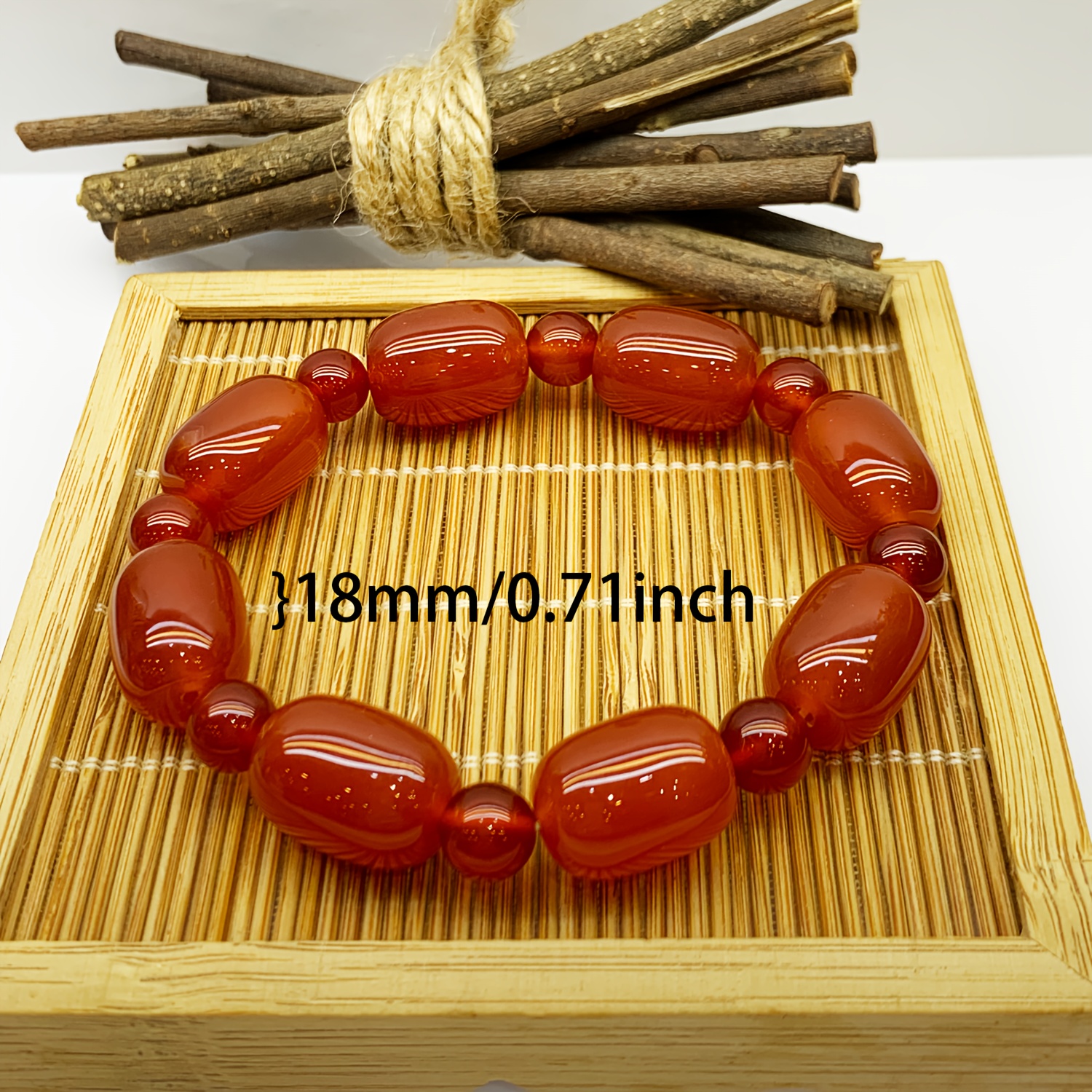 Natural Red Agate Drum Stone Bead 18mm December Birthstone