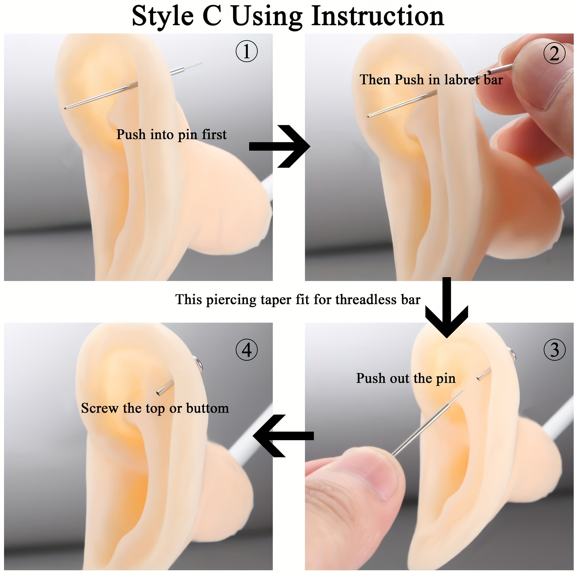 14g 16g 18g unthreaded piercing taper set professional Temu
