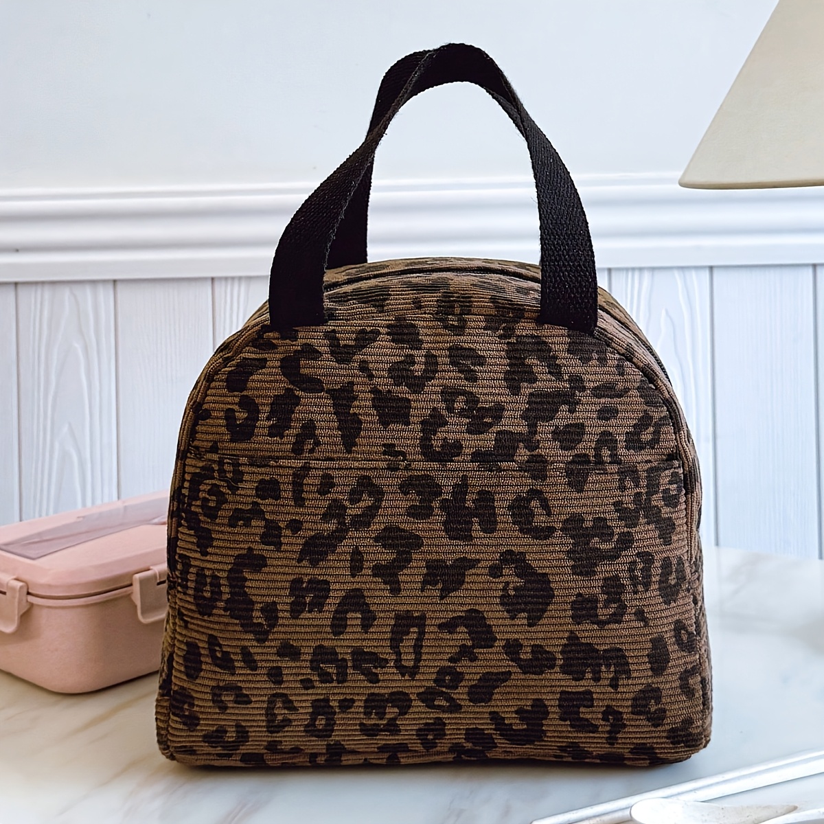 E-shop Tragbare isolierte Lunchtasche; niedliche, verdickte Lunch- Obsttasche für Schüler; braune Leoparden-Lunchtasche. Nicht für Lebensmittelkontakt.