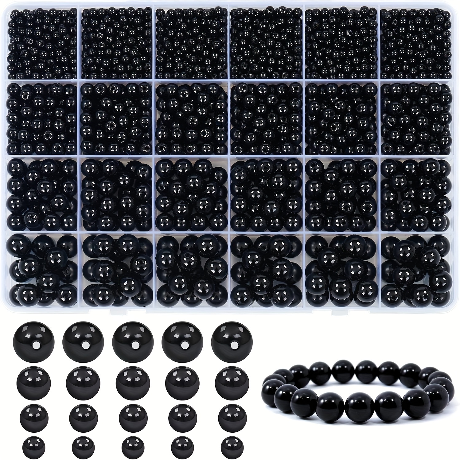 

Black Craft Beads Set: 1890 Pcs, 4/6/8/10mm, Hole Beads, Diy Jewelry Making Kit, Game, Mermaid Themed, Lace Cut, Stringing Beads