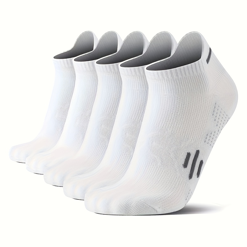 5/10 Pairs Of Men's Sports Running Ankle Socks, Arch Support, Moisture - Wicking, , Anti - Slip, Summer Thin Socks, For Workout And Travel, Quick-dry Socks