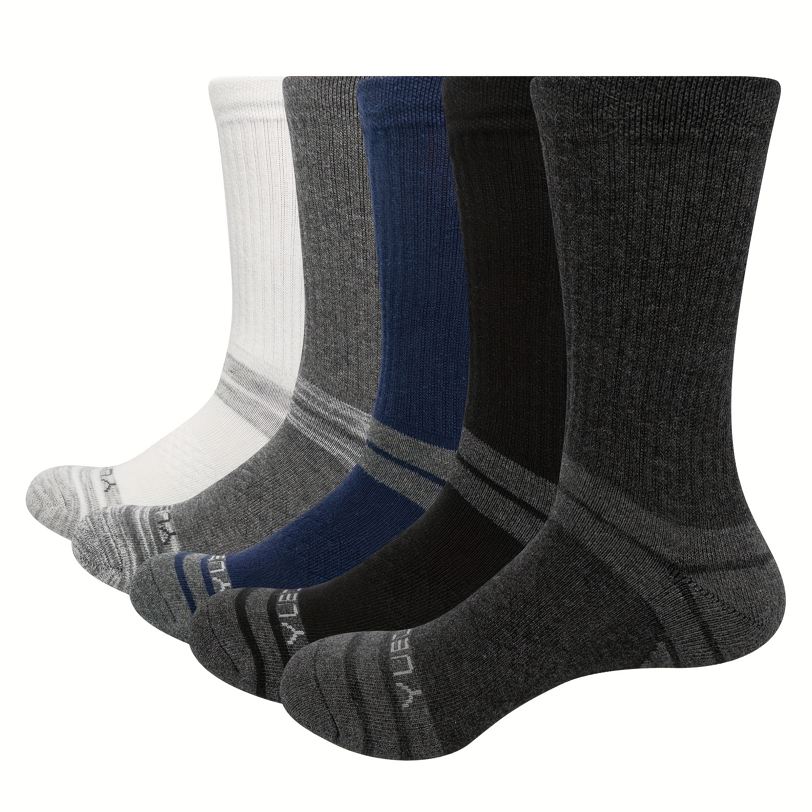 Yuedge 5 Pairs Of Hiking Socks Trekking Socks For Men Socks Breathable Men's Sports Socks 39-48