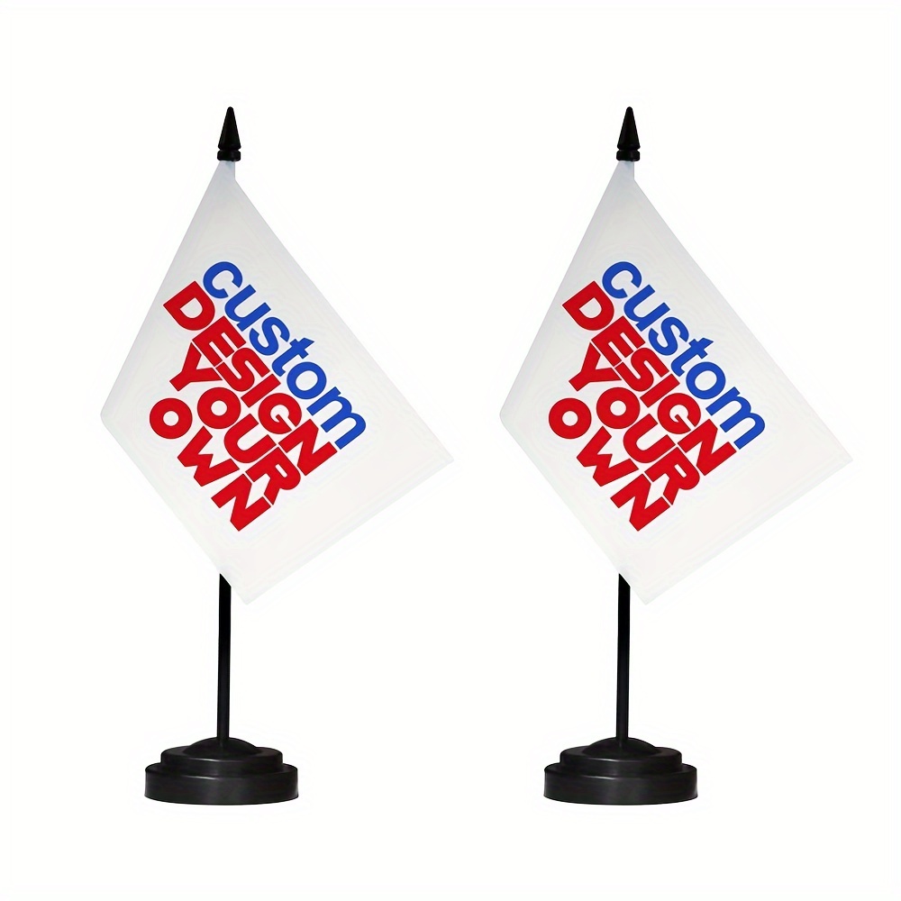 Custom 2-set Desktop Banner Set - Personalized Desktop Banners With Gun-top Solid Rod And - Vibrant Colors, Fade-resistant - Custom Mini Banner Table Flags - 14x21cm Banners
